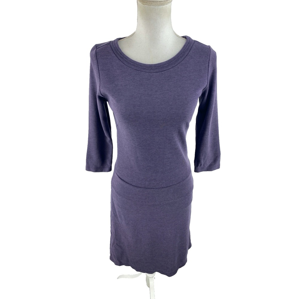 Horny Toad & Co Nixi Dress S 3/4 Sleeve Stretch Tencel Purple Drop‎ Waist